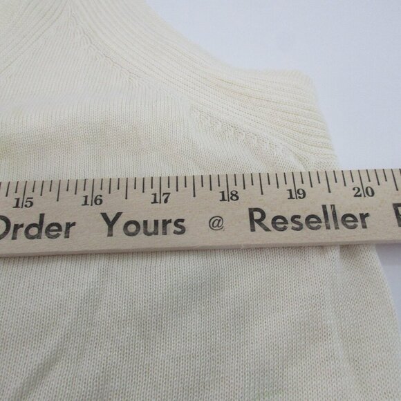 Eddie Bauer Sweater Vest Women's XL Pointelle White Silk Sleeveless Deep V-Neck - Picture 13 of 15